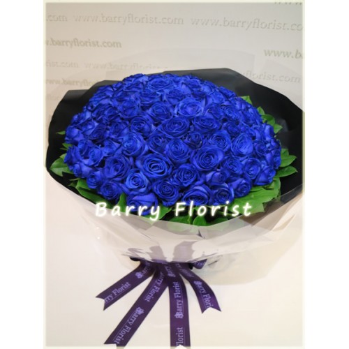 BOU 0090 99支荷蘭藍色玫瑰 + 季節性襯花